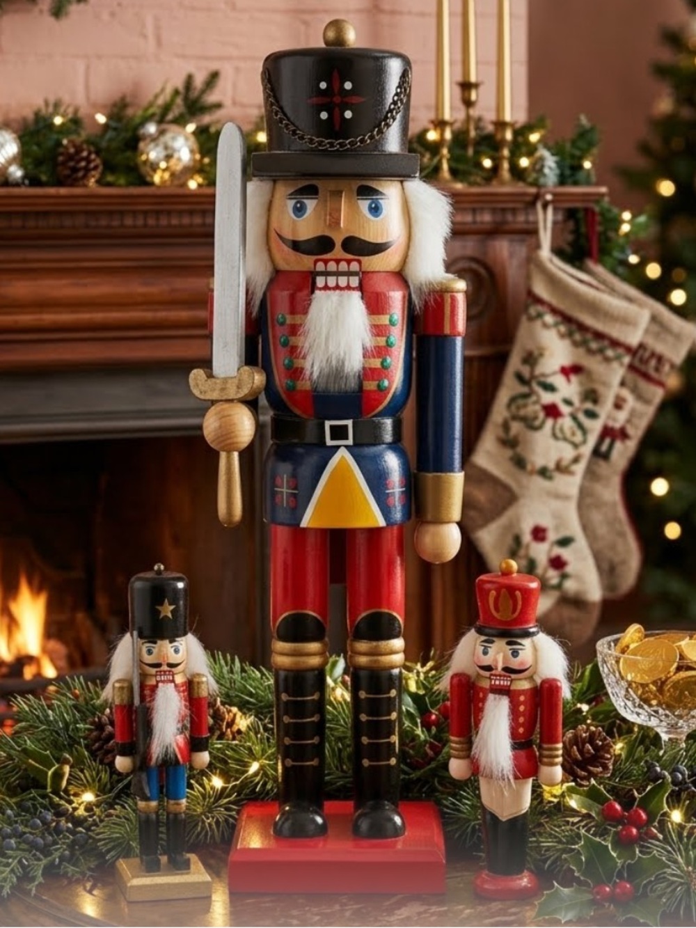 Wooden Nutcracker Soldier 14”
Plus 2 smaller nutcrackers. 
Like New